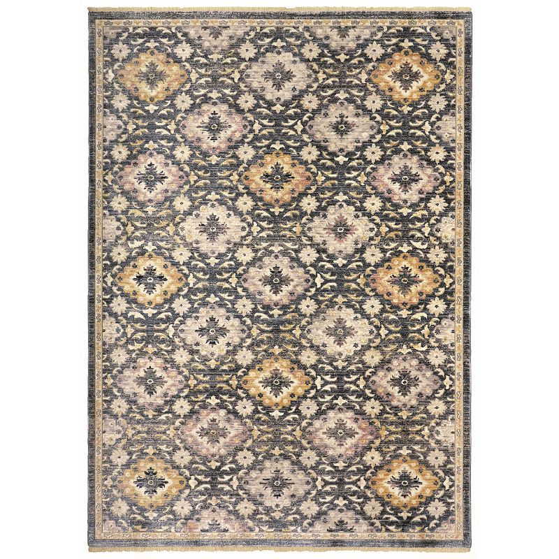Weave & Wander Dunlap Contemporary Suzani Rug, Blue, 5.5Ft Rnd