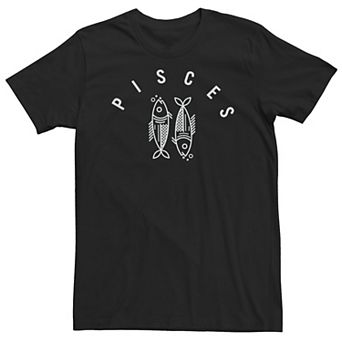 Big & Tall Pisces Fish White Ink Sketch Tee