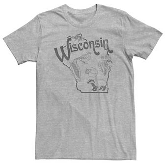 Big & Tall Wisconsin Landmarks Map Sketch Tee