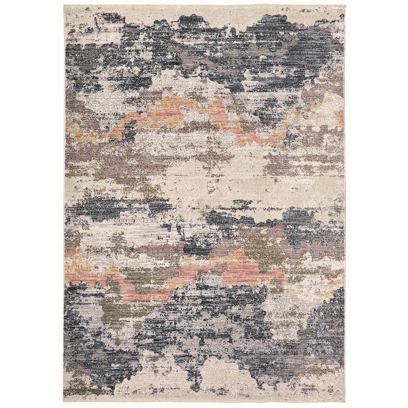 Weave & Wander Dunlap Abstract Watercolor Rug, Blue, 5X7 Ft