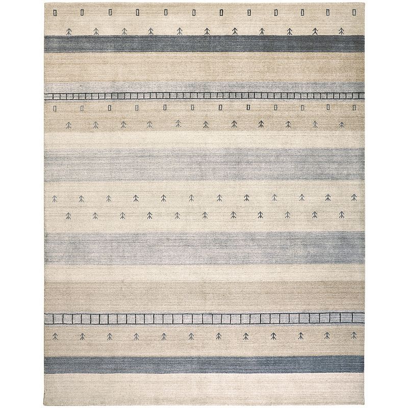 Weave & Wander Yurie Contemporary Gebbah Rug, Beig/Green, 5.5X8.5 Ft