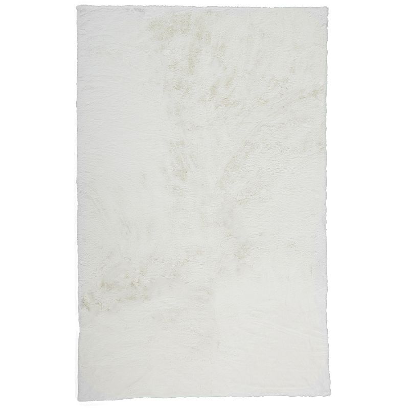 Weave & Wander Len Glamorous Ultra-Solf Shag Rug, White, 7X10 Ft