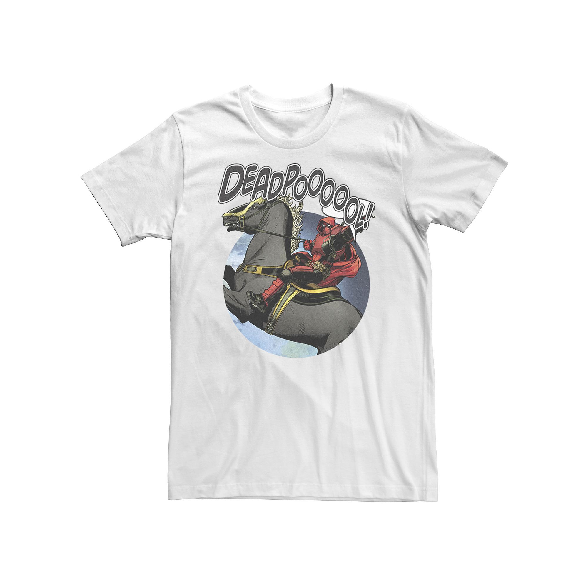 Big & Tall Marvel Deadpool With Cape On Horseback Tee, Mens, Size: 3XL, Wh