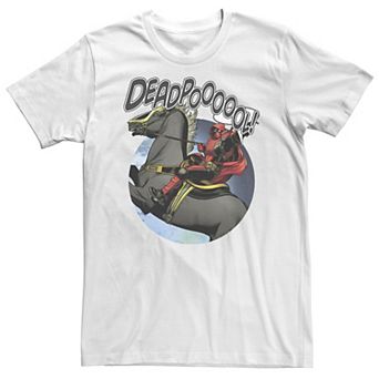 Big & Tall Marvel Deadpool With Cape On Horseback Tee