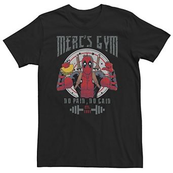 Big & Tall Marvel Deadpool Merc's Gym No Pain No Gain Tee