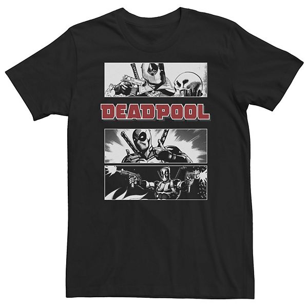 Big & Tall Marvel Deadpool Title Logo Comic Panels Tee