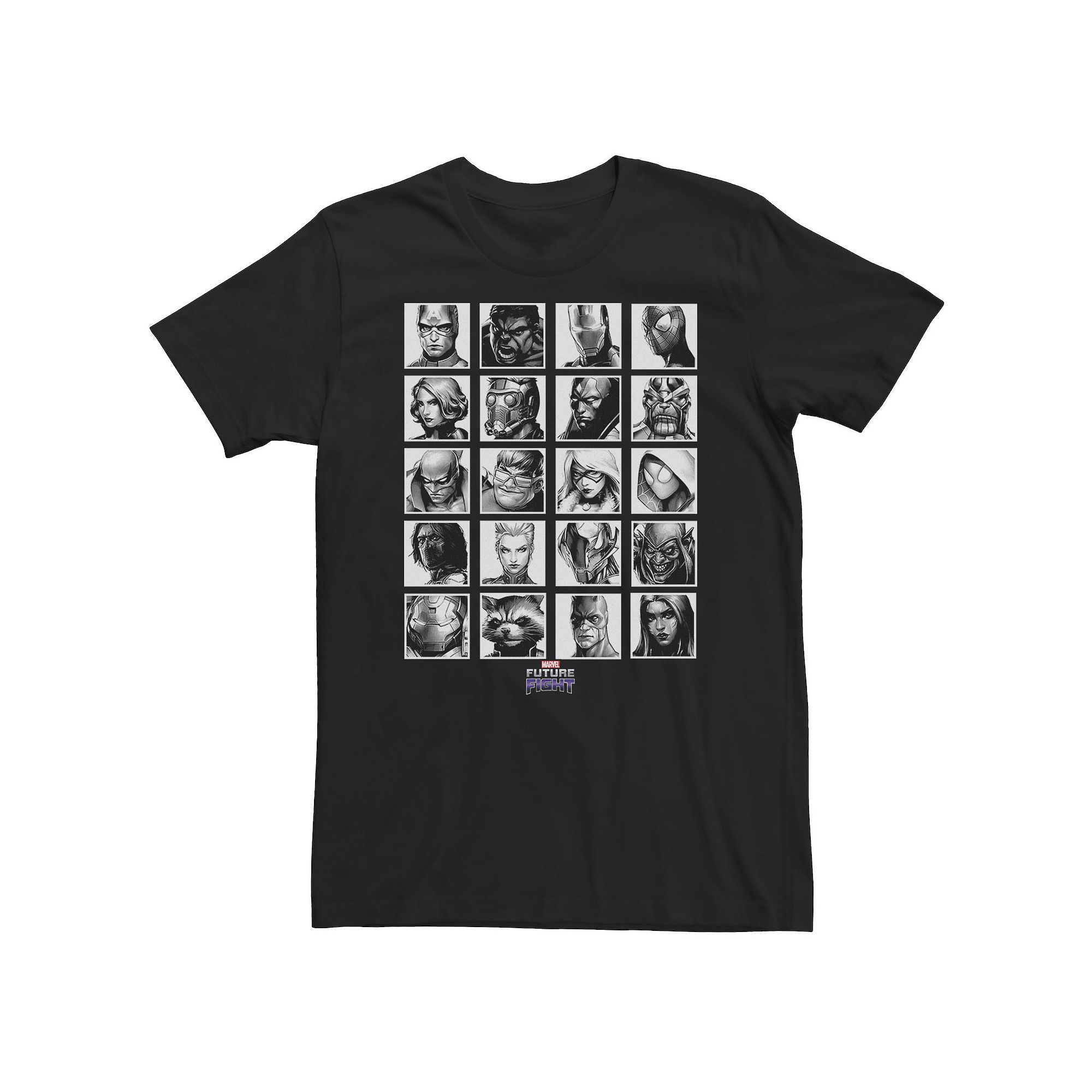 Big & Tall Marvel Future Fight Black White Portraits Tee, Mens, Size: 3XL