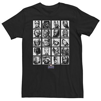 Big & Tall Marvel Future Fight Black White Portraits Tee