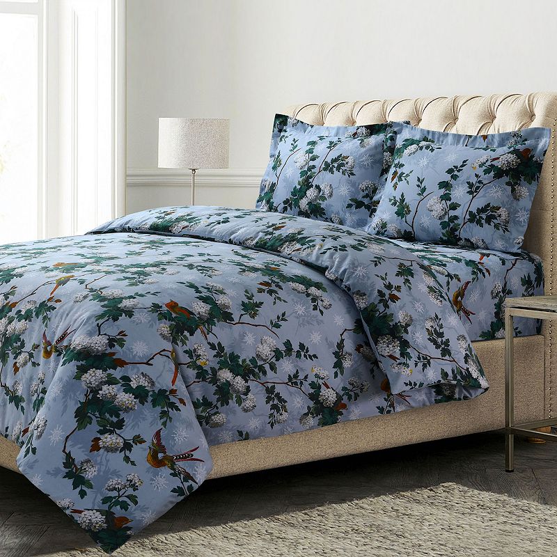 Azores Home Celina Floral Flannel Oversized Duvet Cover Set with Shams, Mul