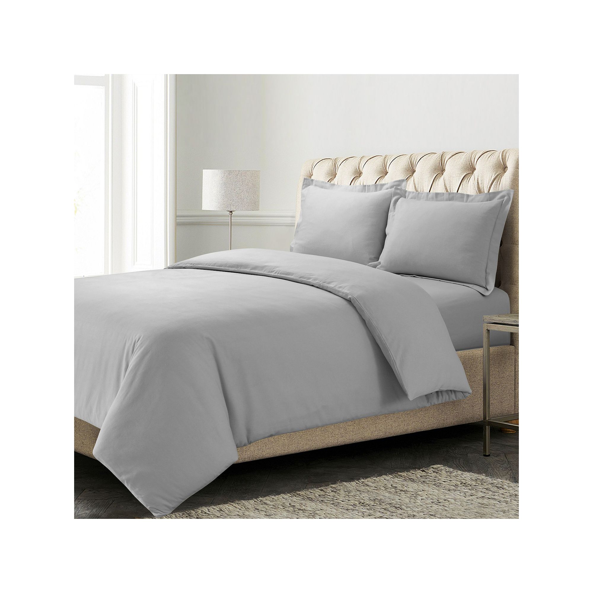 Azores Home Solid Flannel Oversized Duvet Cover Set with Shams, Gray