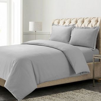 Azores Home Solid Flannel Oversized Duvet Cover Set with Shams