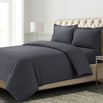Azores Home Solid Flannel Oversized Duvet Cover Set with Shams