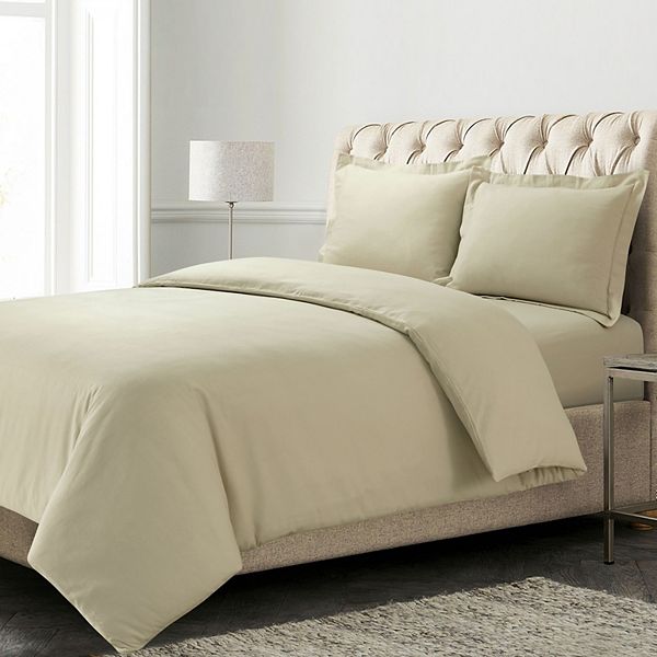 Azores Home Solid Flannel Oversized Duvet Cover Set with Shams