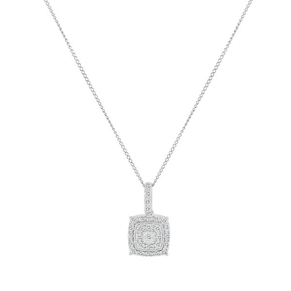 Sterling Silver 1/2 Carat T.W. Diamond Square Pendant Necklace