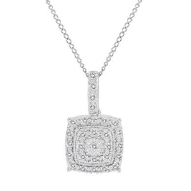 Sterling Silver 1/2 Carat T.W. Diamond Square Pendant Necklace