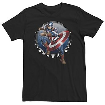 Big & Tall Marvel Captain America Shield Throw Stars Tee