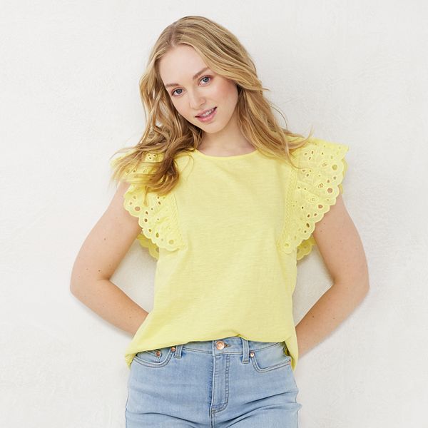 Women's LC Lauren Conrad Eyelet Ruffle Top