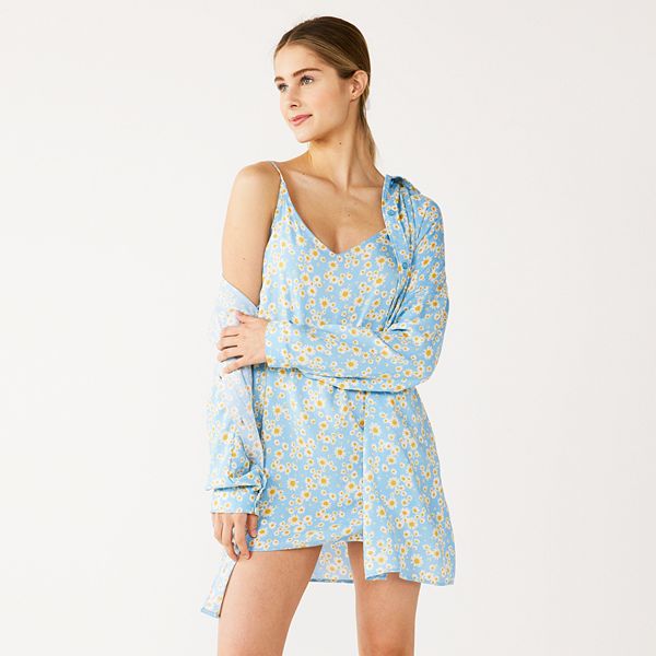 Juniors' Live To Be Spoiled Pullover Slip Dress & Oversized Button Down