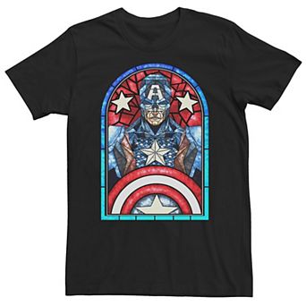 Big & Tall Marvel Captain America Avengers Stained Glass Memorial Tee