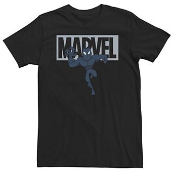 Big & Tall Marvel Black Panther Chibi Action Pose Logo Outline Tee