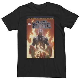 Big & Tall Marvel Black Panther Wakanda Flag Fire Comic Cover Tee