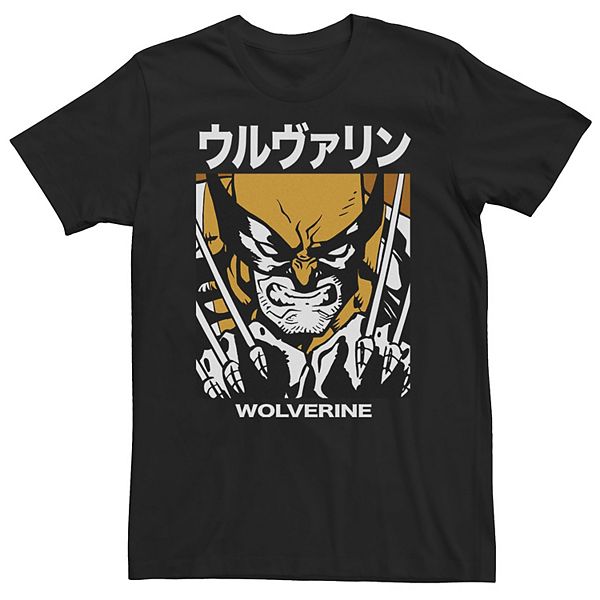 Big & Tall Marvel X-Men Wolverine Kanji Blades Pose Tee