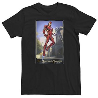 Big & Tall Marvel Iron Man Card Art The Armored Avenger Tee