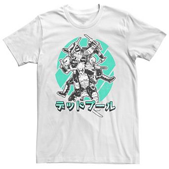 Big & Tall Marvel Deadpool Kanji Various Fighting Poses Tee