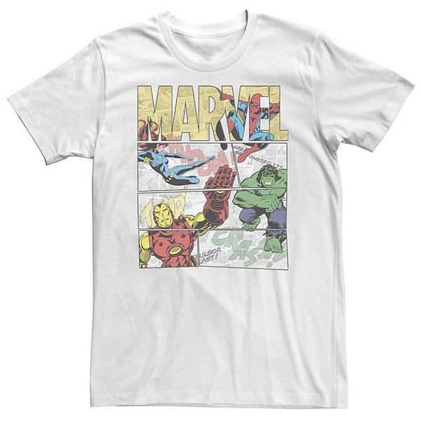 Big & Tall Marvel Retro Avengers Comic Panel Build-Up Tee