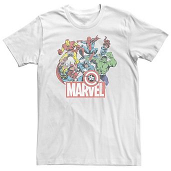 Big & Tall Marvel Avengers Team Retro Comic Vintage Tee
