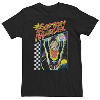 Big & Tall Marvel Captain Marvel Vintage 90s Style Space Poster Tee