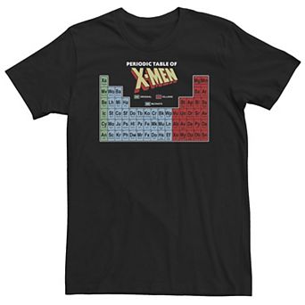 Big & Tall Marvel Periodic Table Of X-Men Elements Colorful Tee