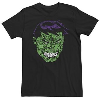 Big & Tall Marvel Hulk Angry Face Build Up Fill Tee