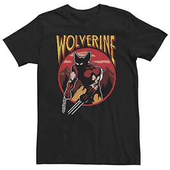 Big & Tall Marvel X-Men Wolverine Retro Video Game Circle Portrait Logo Tee