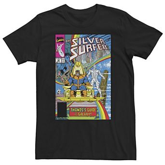 Big & Tall Marvel Silver Surfer Rainbow "Thanos's Guide To The Galaxy!" Comic Cover Tee