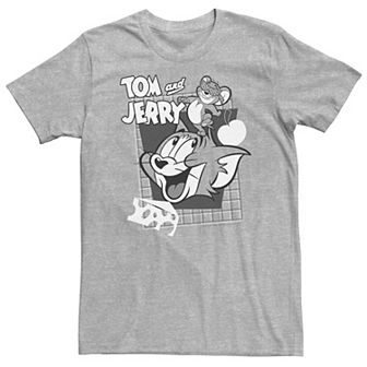 Big & Tall Tom And Jerry Retro Collage Greyscale Portrait Tee