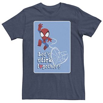 Big & Tall Marvel Spider-Man "Let's Stick Together!" Valentine Card Tee