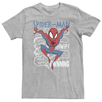 Big & Tall Marvel Spider-Man Action Pose Comic Sound Effects Tee