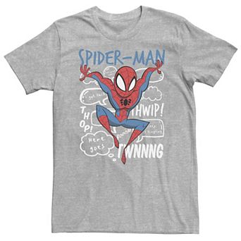 Big & Tall Marvel Spider-Man Action Pose Comic Sound Effects Tee