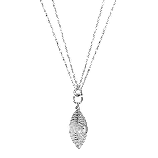 Sonoma Goods For Life® Silver Tone Textured Leaf Pendant Necklace