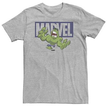 Big & Tall Marvel Hulk Chibi Action Pose Logo Outline Tee
