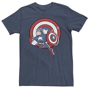 Big & Tall Marvel Captain America Retro Cartoon Shield Portrait Tee