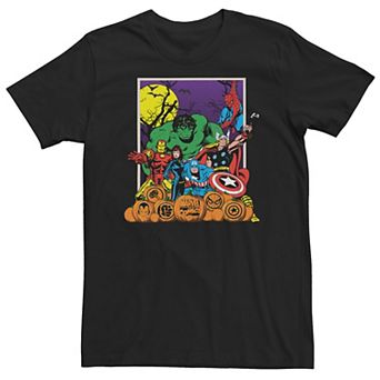 Big & Tall Marvel Comics Retro Avengers Halloween Collage Poster Tee