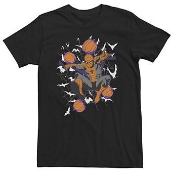 Big & Tall Marvel Spider-Man Web & Pumpkins Halloween Tee