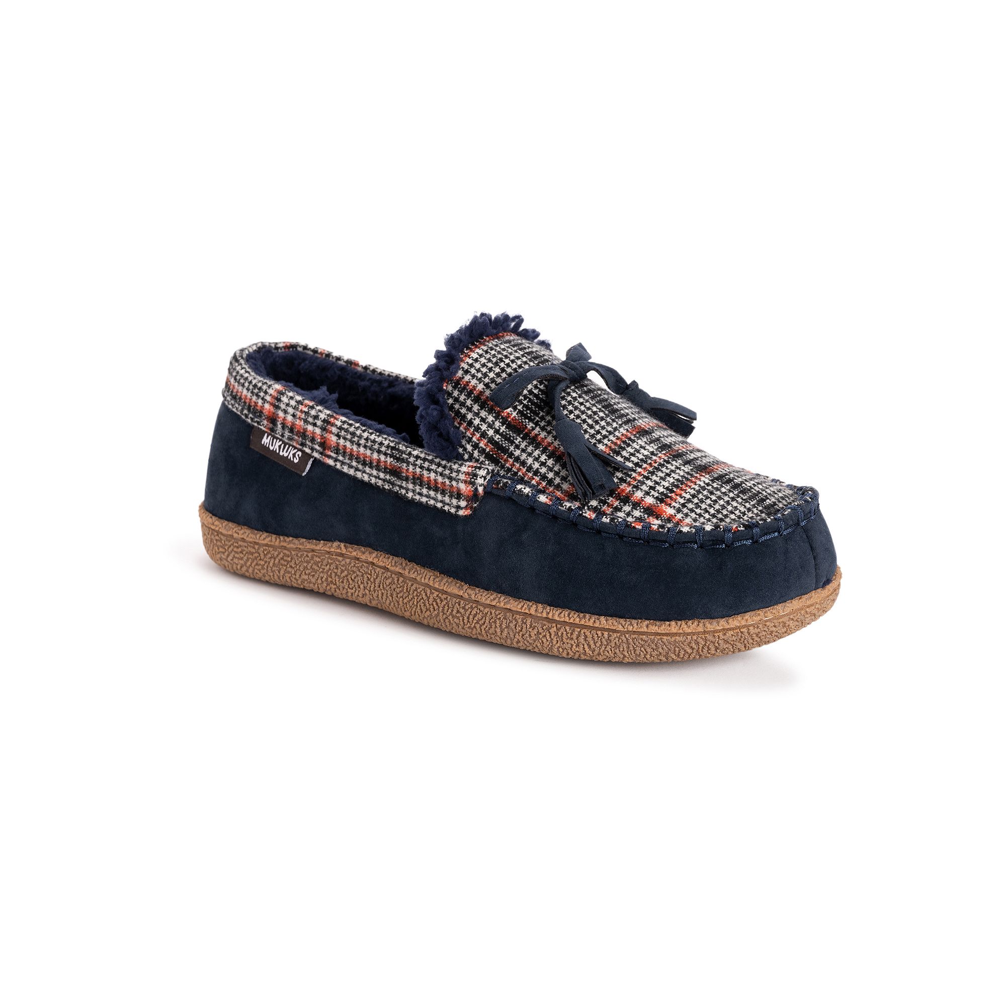 MUK LUKS Tanver Plaid Mens Moccasin Slippers, Size: 10, Blue