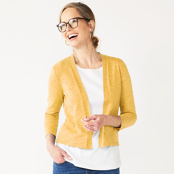 Women s Croft Barrow Open Front Cardigan Bitter Lemon XX LARGE BrickSeek