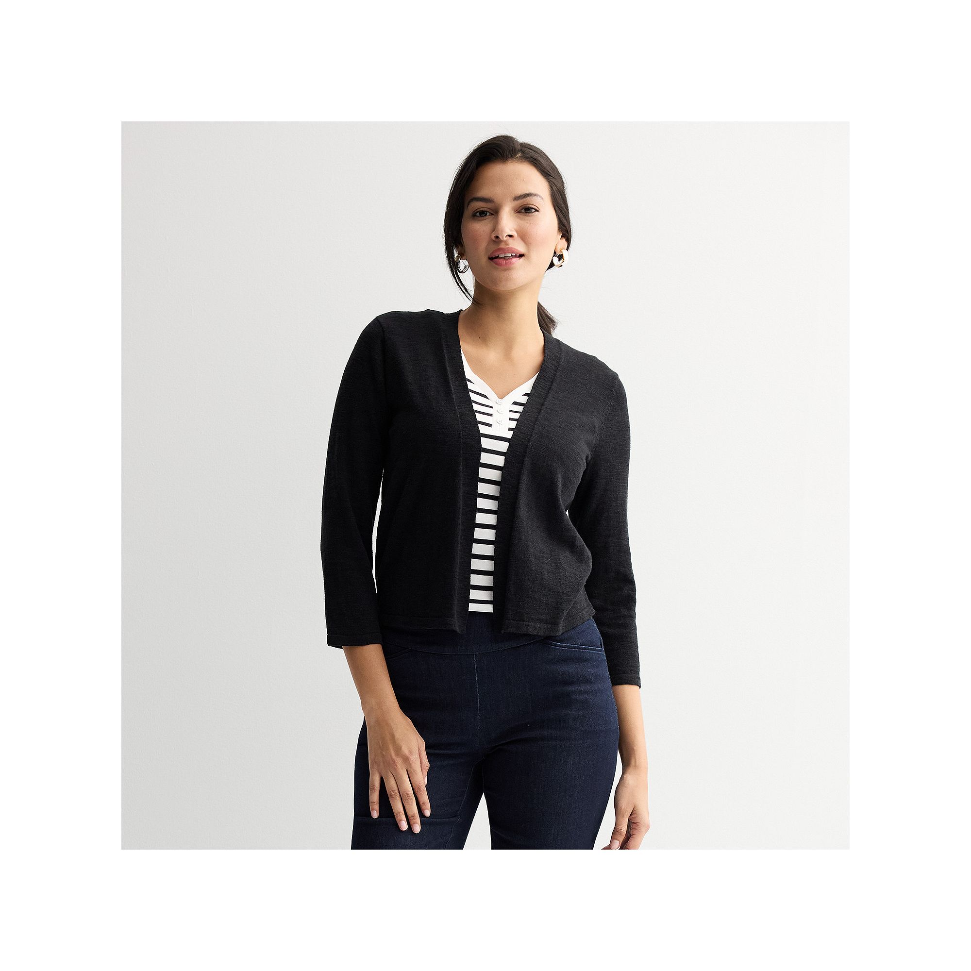 Womens Croft & Barrow® Open Front Cardigan, Size: XS, Black