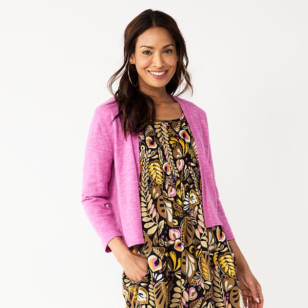 Womens Croft & Barrow® Open Front Cardigan - Orchid (SMALL)
