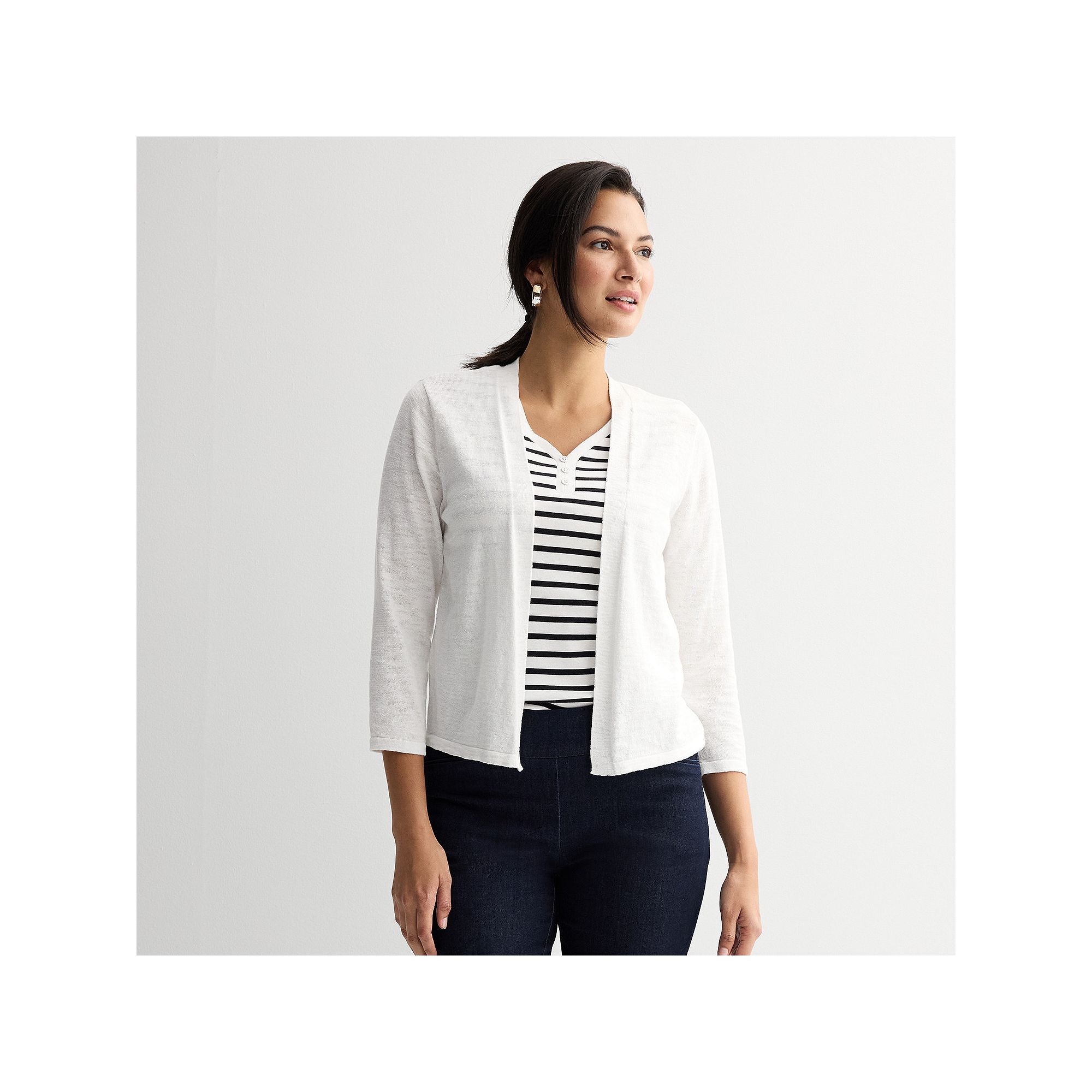 Womens Croft & Barrow® Open Front Cardigan, Size: XS, White