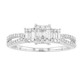 10k White Gold 1/3 Carat T.W. Diamond 3-Stone Engagement Ring